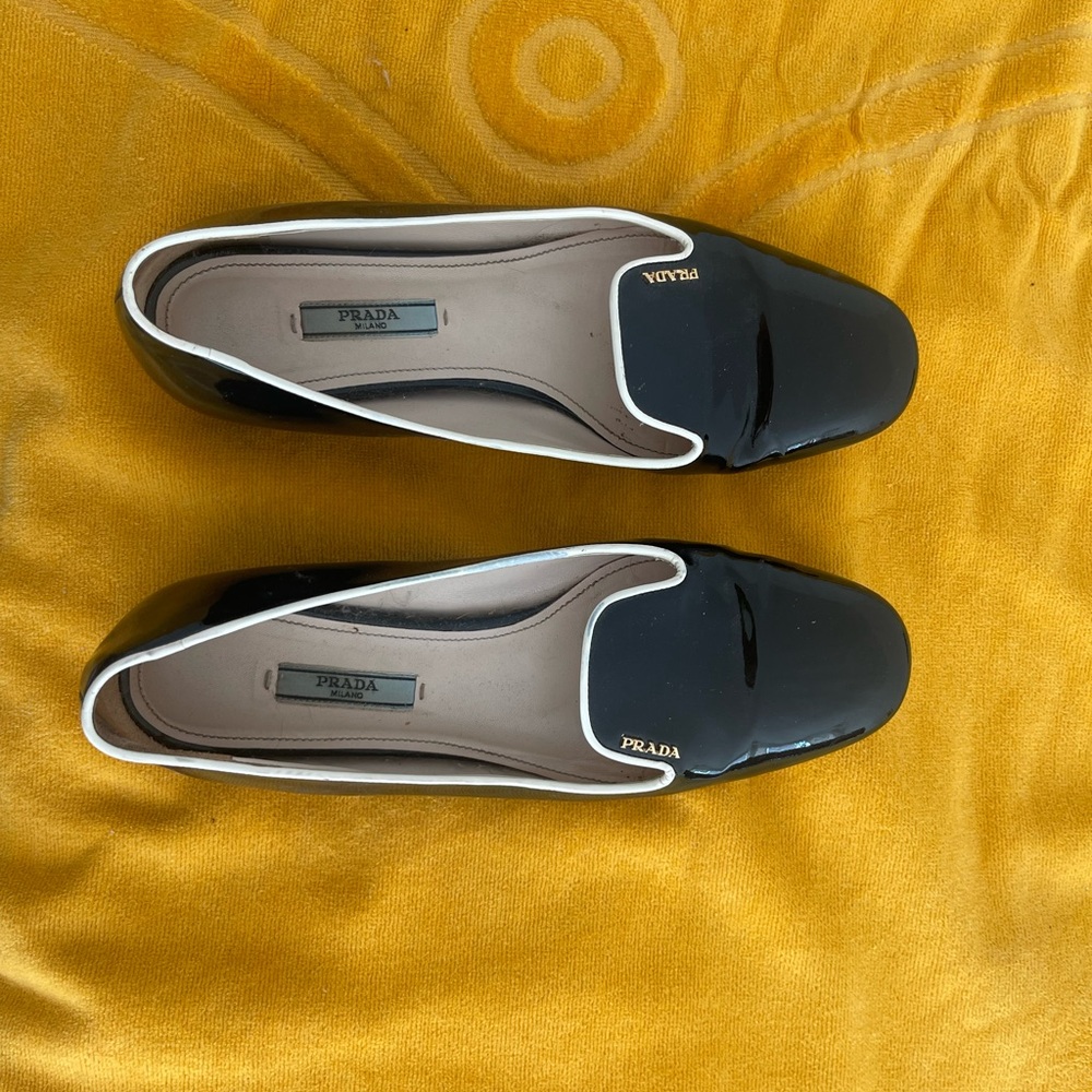 Prada Black and White Women's Loafers